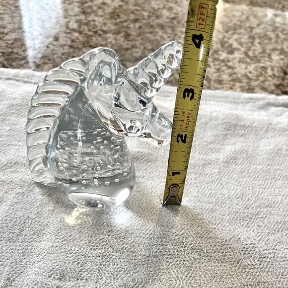Other Vintage Clear Bubble Controlled Blown Glass Unicorn Figurine